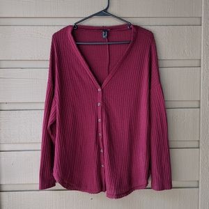 Forever 21 Loose Long Sleeve Button Front Blouse